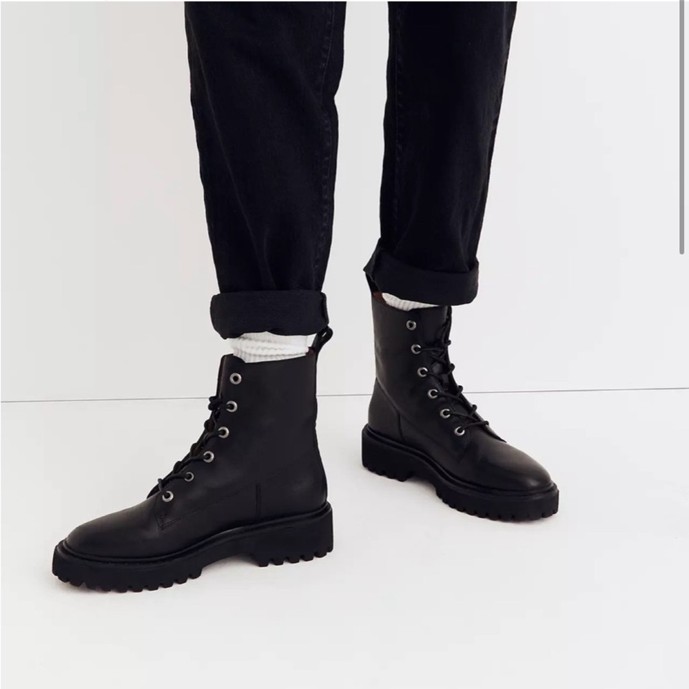 Madewell rayna lace up boot true black